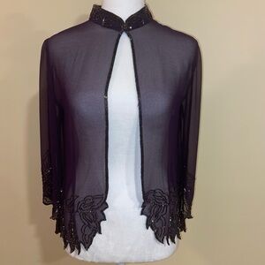 Elegant Black Sheer Women's Cardigan